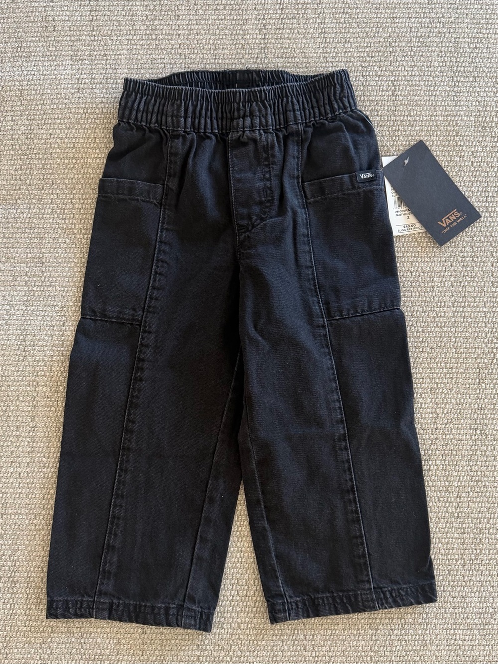 Vans Kids Black Elastic-Waist Cargo Jeans